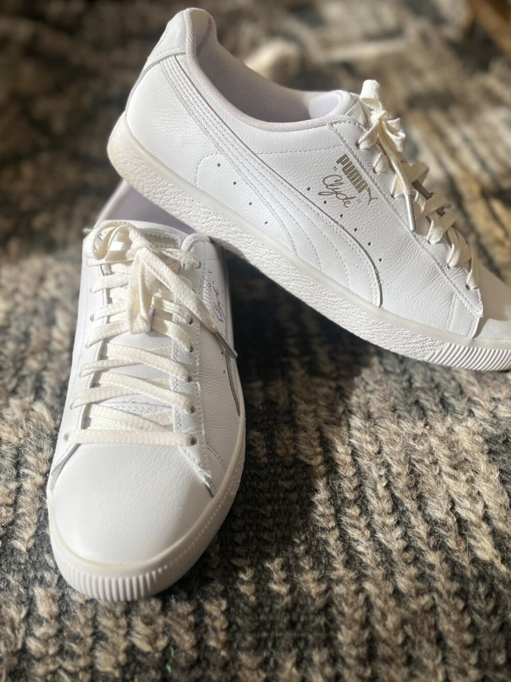 PUMA Clyde Core Leather Foil All White Men’s Sz 12